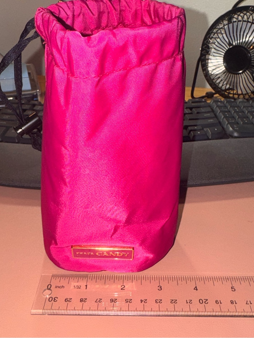 Prada Pink Cosmetic Pouch Logo & Fuchsia Drawstring Bag & Vacay Cosmetic Zipper